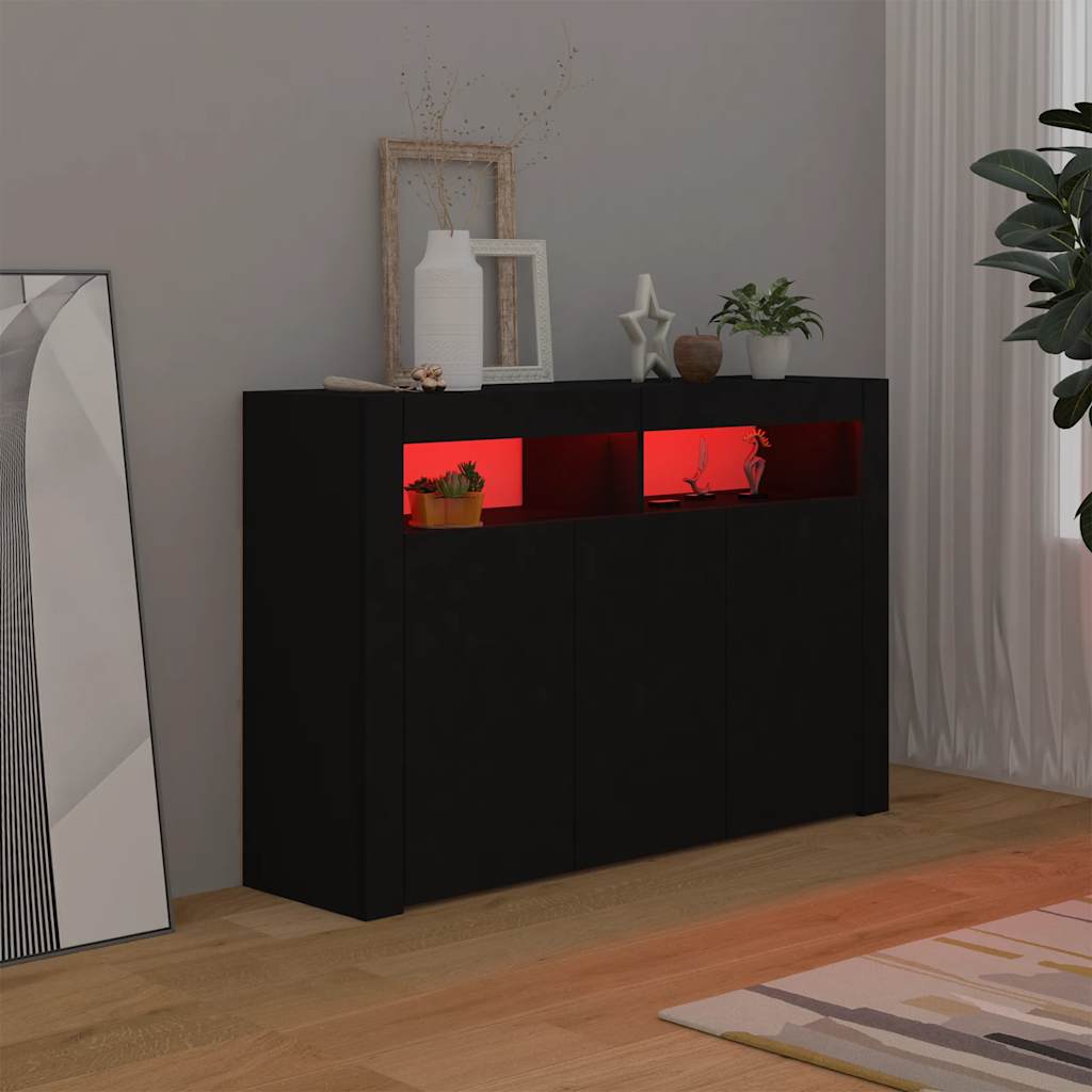 Μπουφές με LED Μαύρος 115,5x30x75 εκ. - Pakobazaar