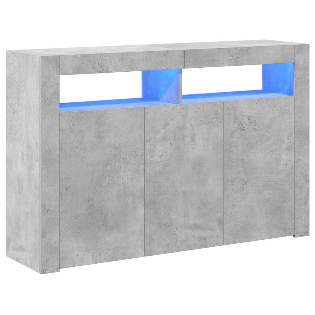 Μπουφές με LED Γκρι Σκυροδέματος 116x30x75 εκ.
