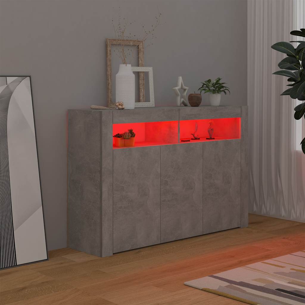 Μπουφές με LED Γκρι Σκυροδέματος 116x30x75 εκ.