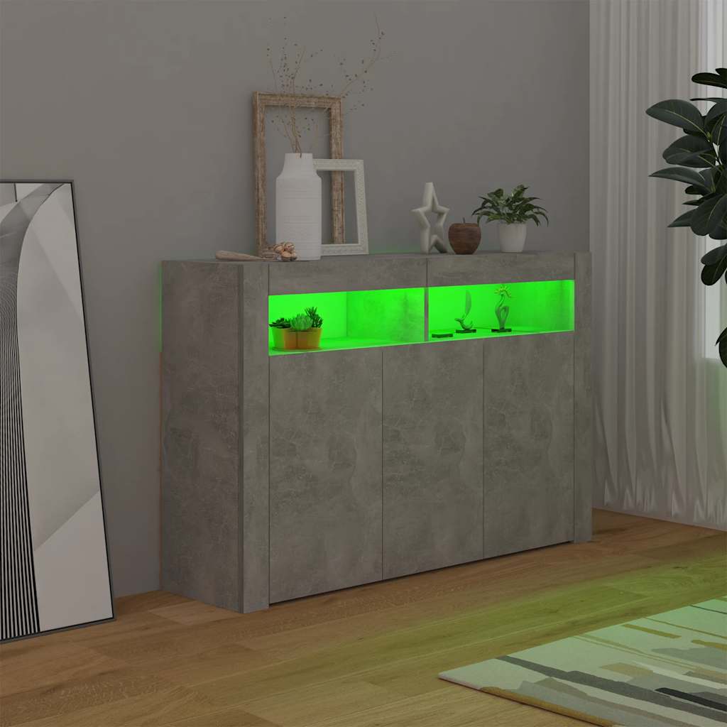 Μπουφές με LED Γκρι Σκυροδέματος 116x30x75 εκ.