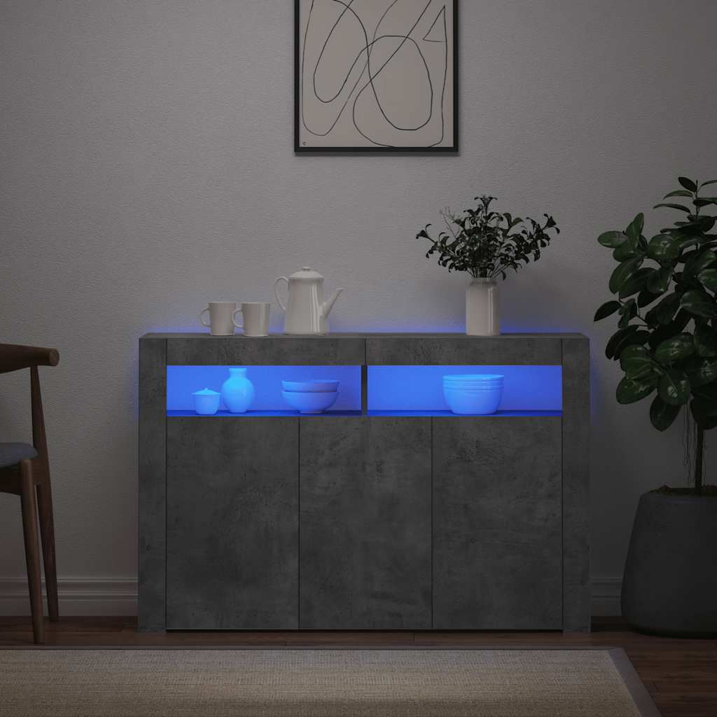 Μπουφές με LED Γκρι Σκυροδέματος 116x30x75 εκ.