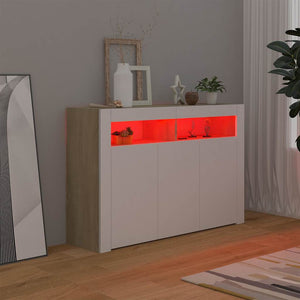 Ντουλάπι με LED Λευκό/Sonoma Δρυς 115,5x30x75 εκ.