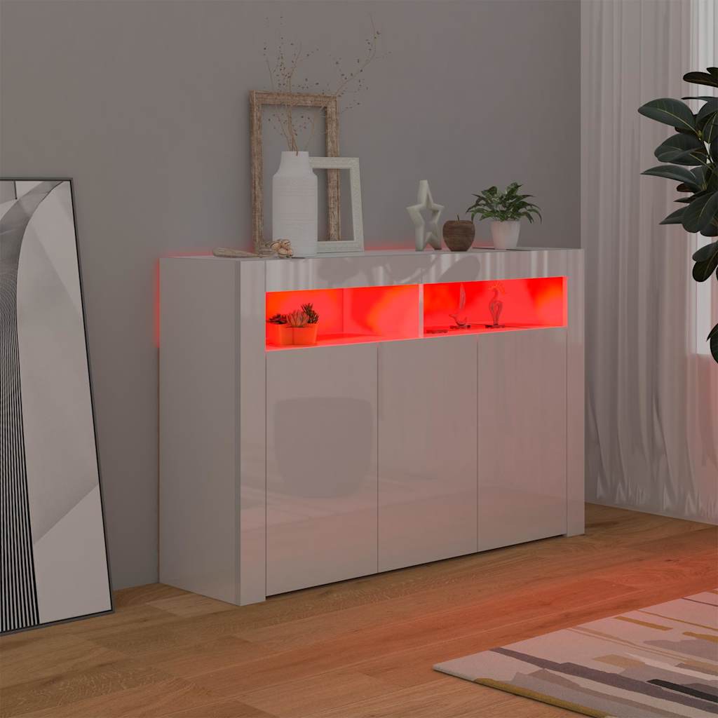 Μπουφές με LED Γυαλιστερό Λευκό 115,5 x 30 x 75 εκ. - Pakobazaar