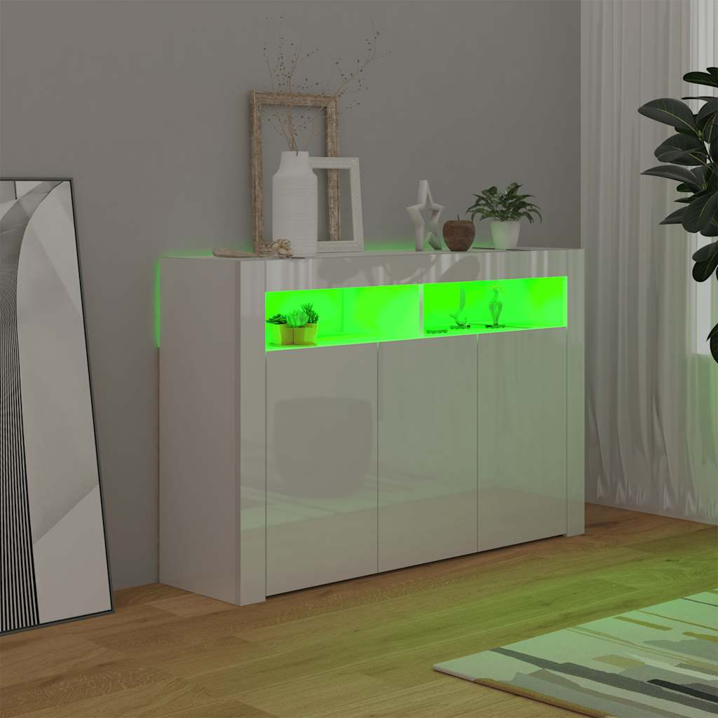 Μπουφές με LED Γυαλιστερό Λευκό 115,5 x 30 x 75 εκ. - Pakobazaar