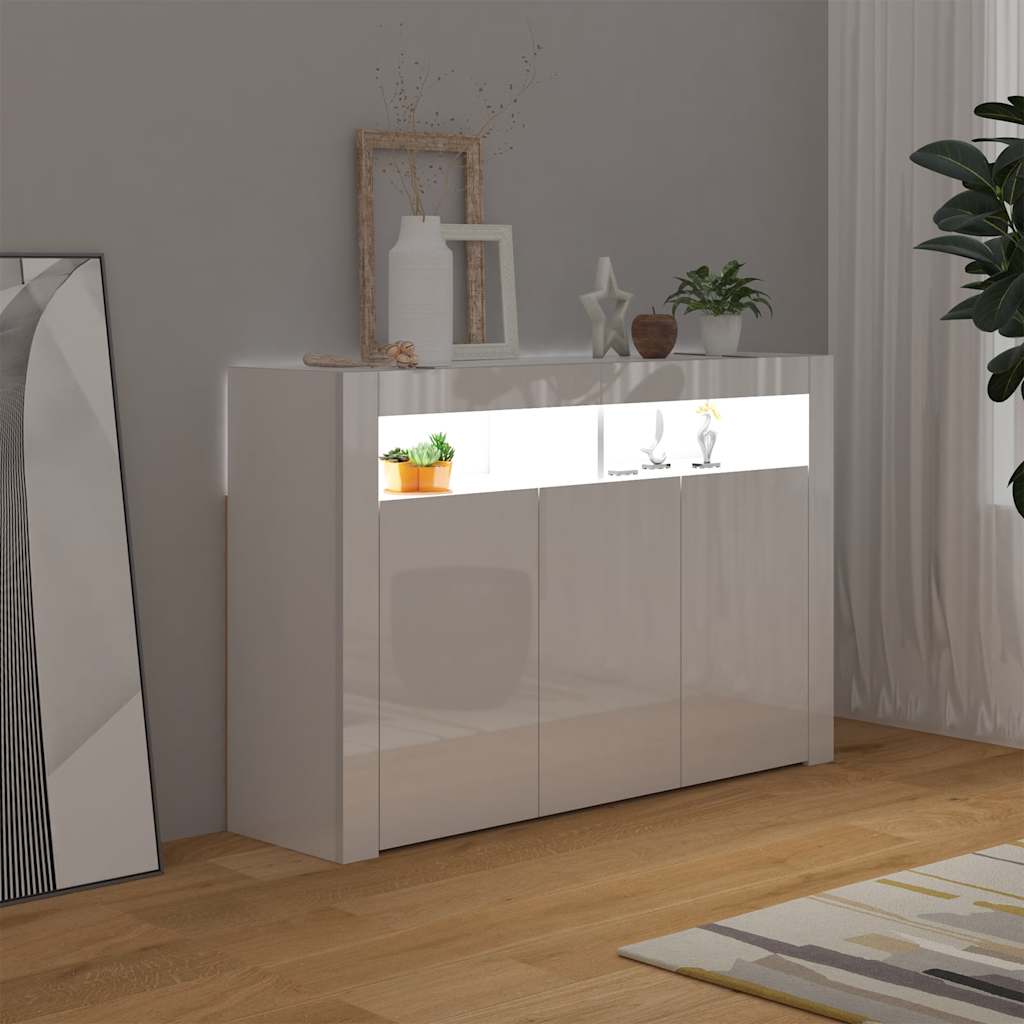 Μπουφές με LED Γυαλιστερό Λευκό 115,5 x 30 x 75 εκ. - Pakobazaar