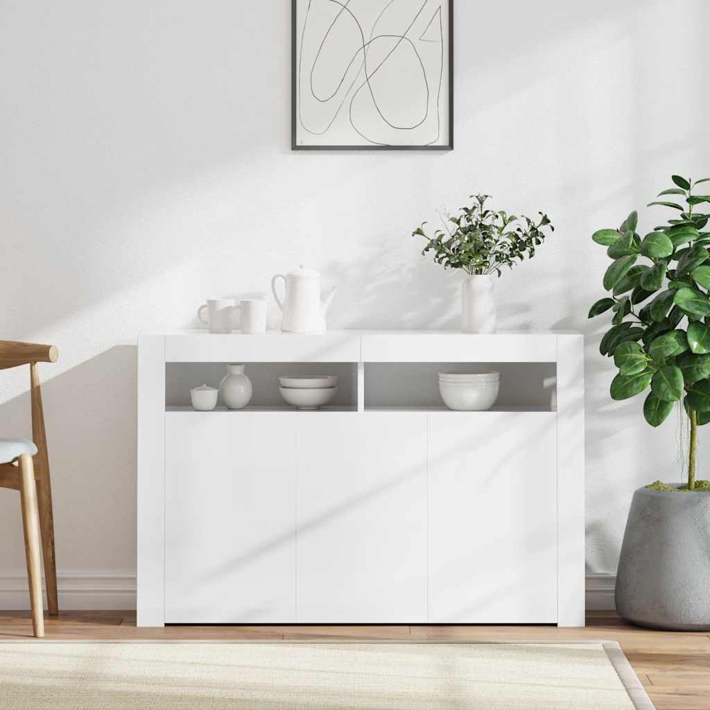 Μπουφές με LED Γυαλιστερό Λευκό 115,5 x 30 x 75 εκ. - Pakobazaar