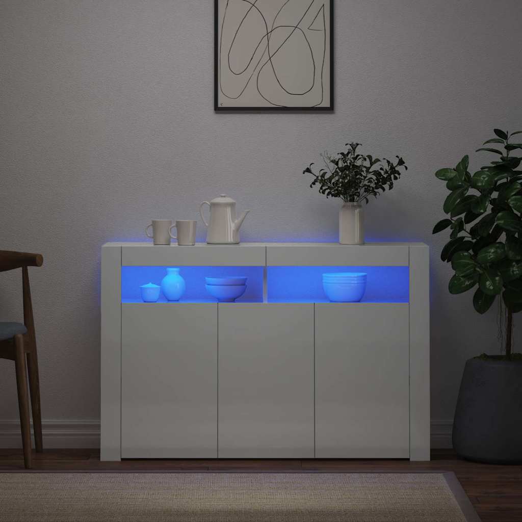 Μπουφές με LED Γυαλιστερό Λευκό 115,5 x 30 x 75 εκ. - Pakobazaar