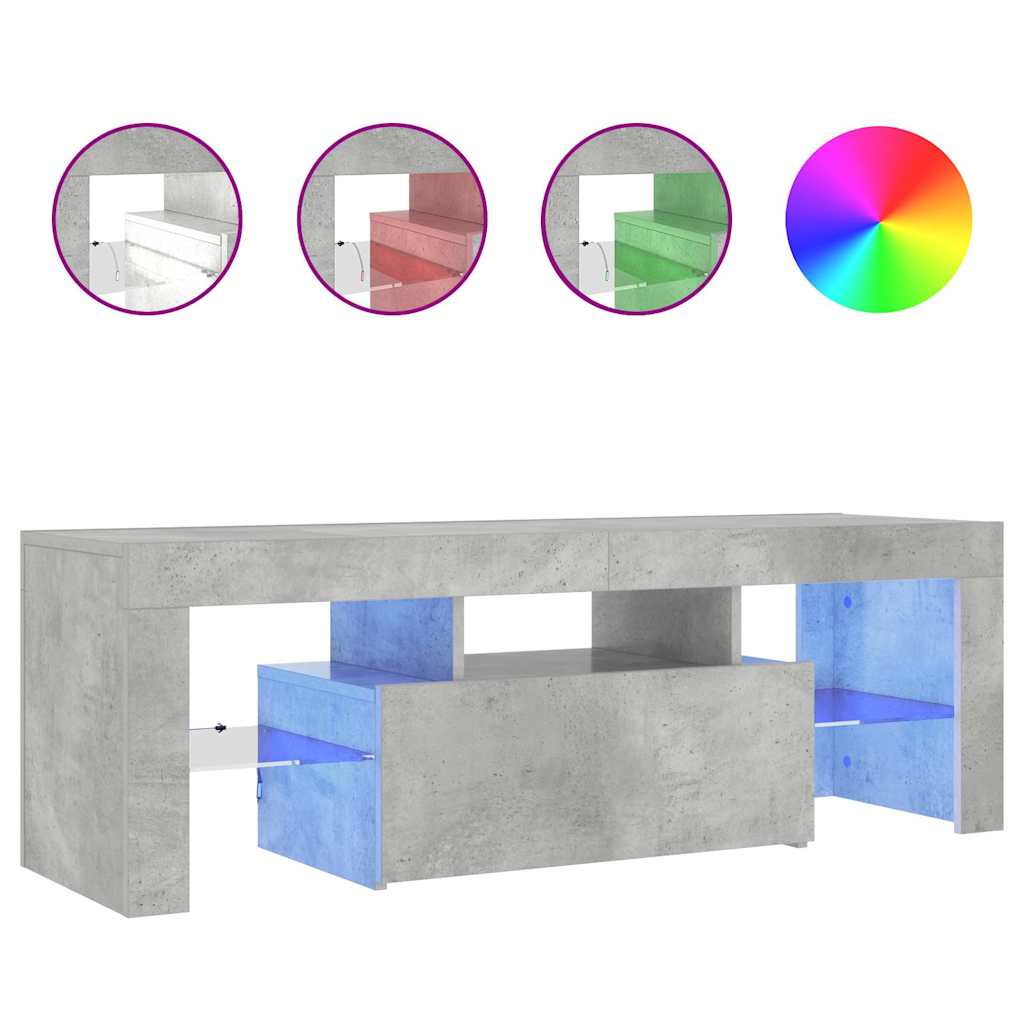 Έπιπλο Τηλεόρασης με LED Γκρι Σκυροδέματος 120 x 35 x 40 εκ. - Pakobazaar