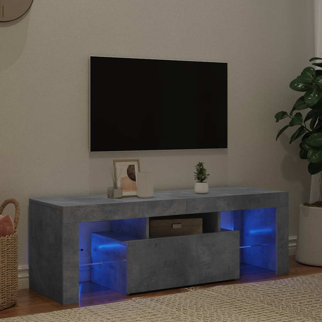 Έπιπλο Τηλεόρασης με LED Γκρι Σκυροδέματος 120 x 35 x 40 εκ. - Pakobazaar