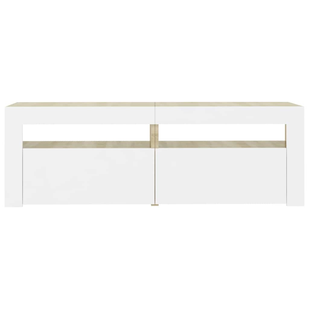 Έπιπλο Τηλεόρασης με LED Λευκό & Sonoma Δρυς 120 x 35 x 40 εκ.