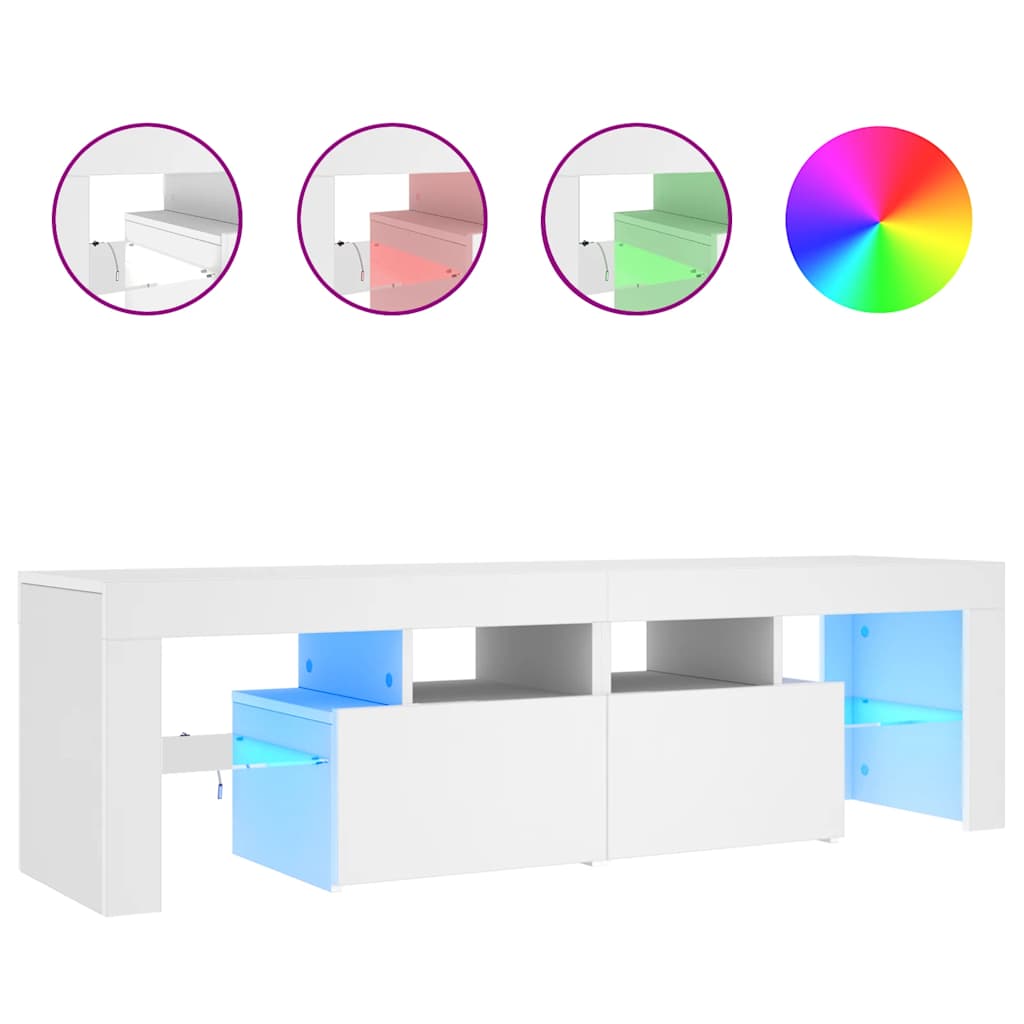 Έπιπλο Τηλεόρασης με LED Λευκό 140 x 36,5 x 40 εκ. - Pakobazaar