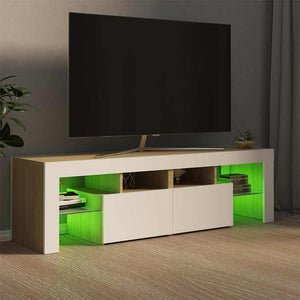 Έπιπλο Τηλεόρασης με LED Λευκό/Sonoma Δρυς 140 x 36,5 x 40 εκ.