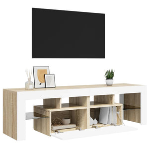 Έπιπλο Τηλεόρασης με LED Λευκό/Sonoma Δρυς 140 x 36,5 x 40 εκ.