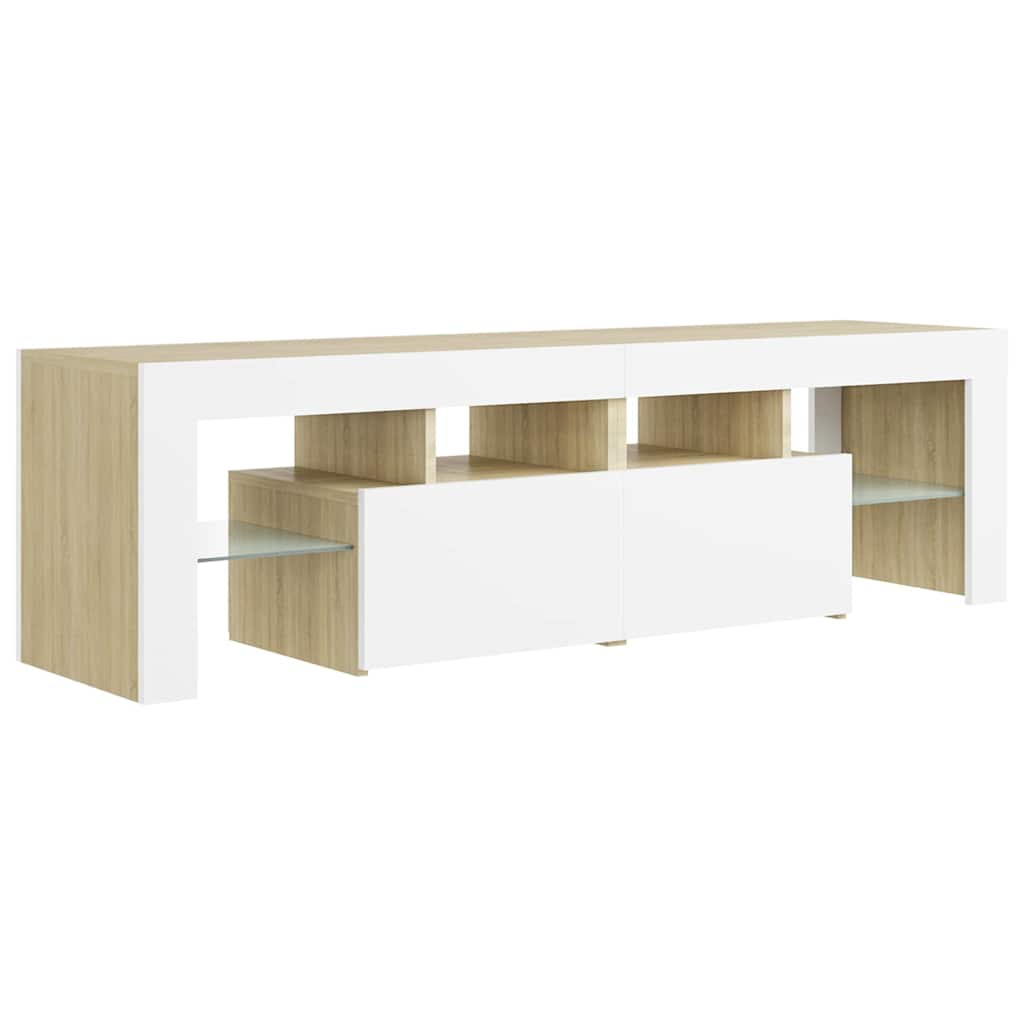 Έπιπλο Τηλεόρασης με LED Λευκό/Sonoma Δρυς 140 x 36,5 x 40 εκ.