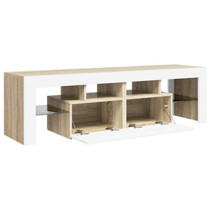 Έπιπλο Τηλεόρασης με LED Λευκό/Sonoma Δρυς 140 x 36,5 x 40 εκ.