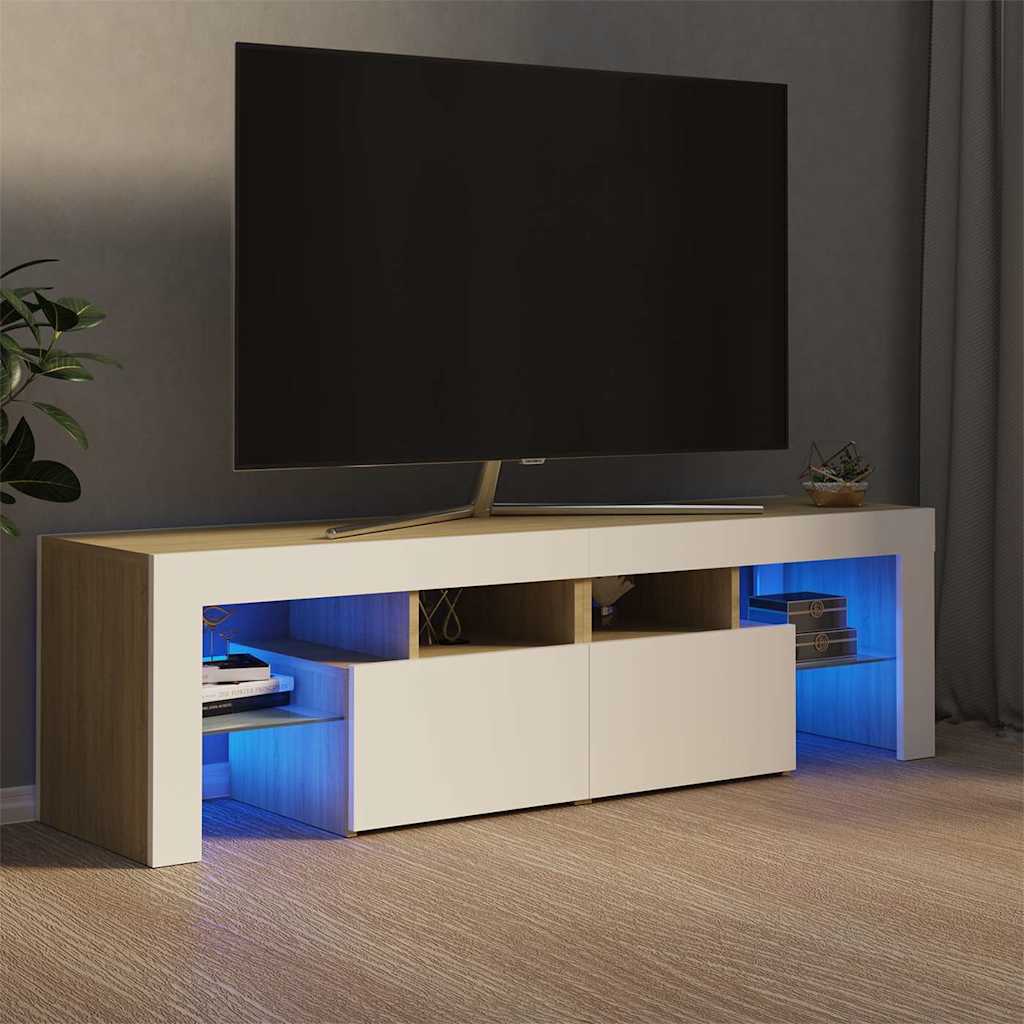 Έπιπλο Τηλεόρασης με LED Λευκό/Sonoma Δρυς 140 x 36,5 x 40 εκ.