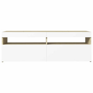 Έπιπλο Τηλεόρασης με LED Λευκό & Sonoma Δρυς 120 x 35 x 40 εκ. - Pakobazaar