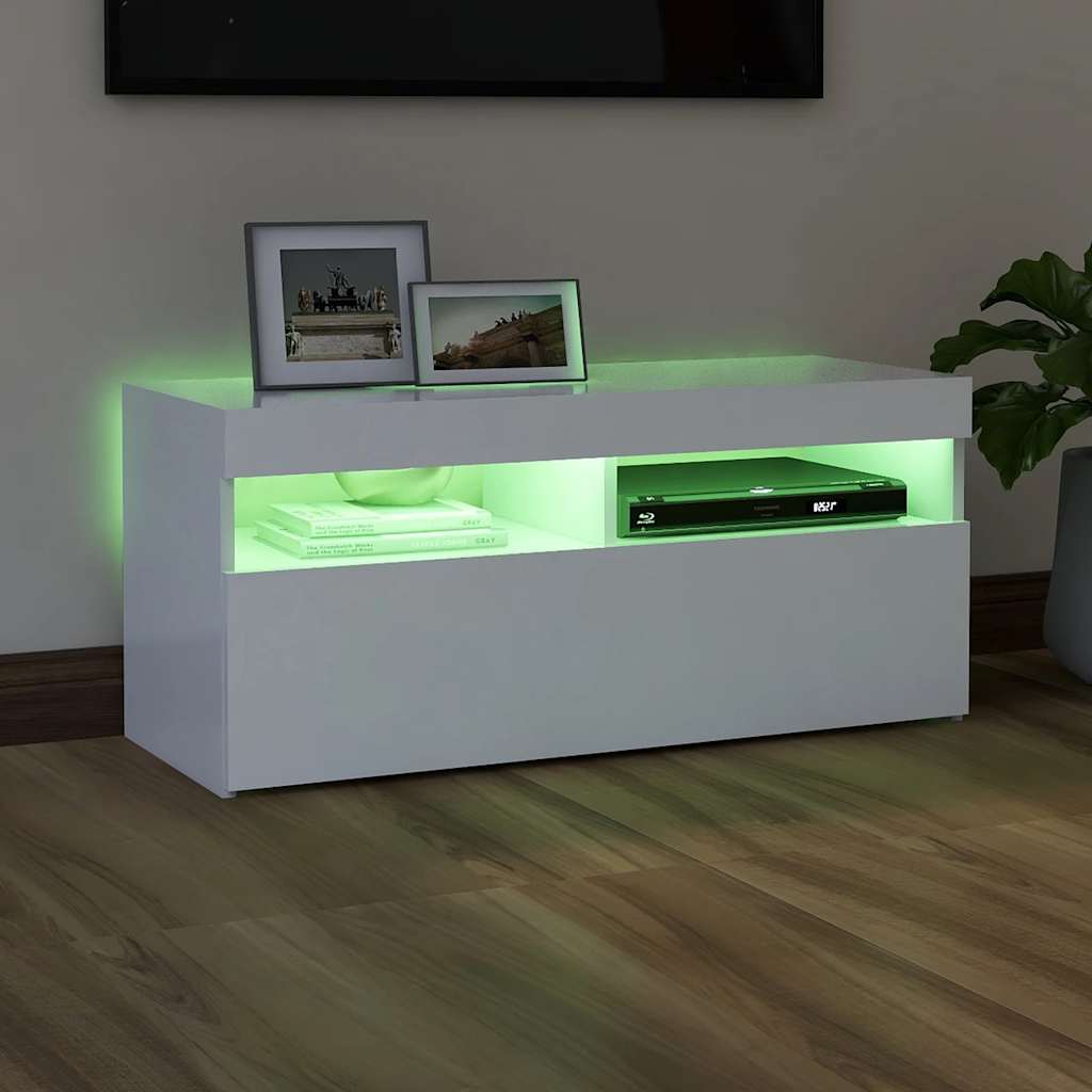 Έπιπλο Τηλεόρασης με LED Λευκό 90 x 35 x 40 εκ. - Pakobazaar