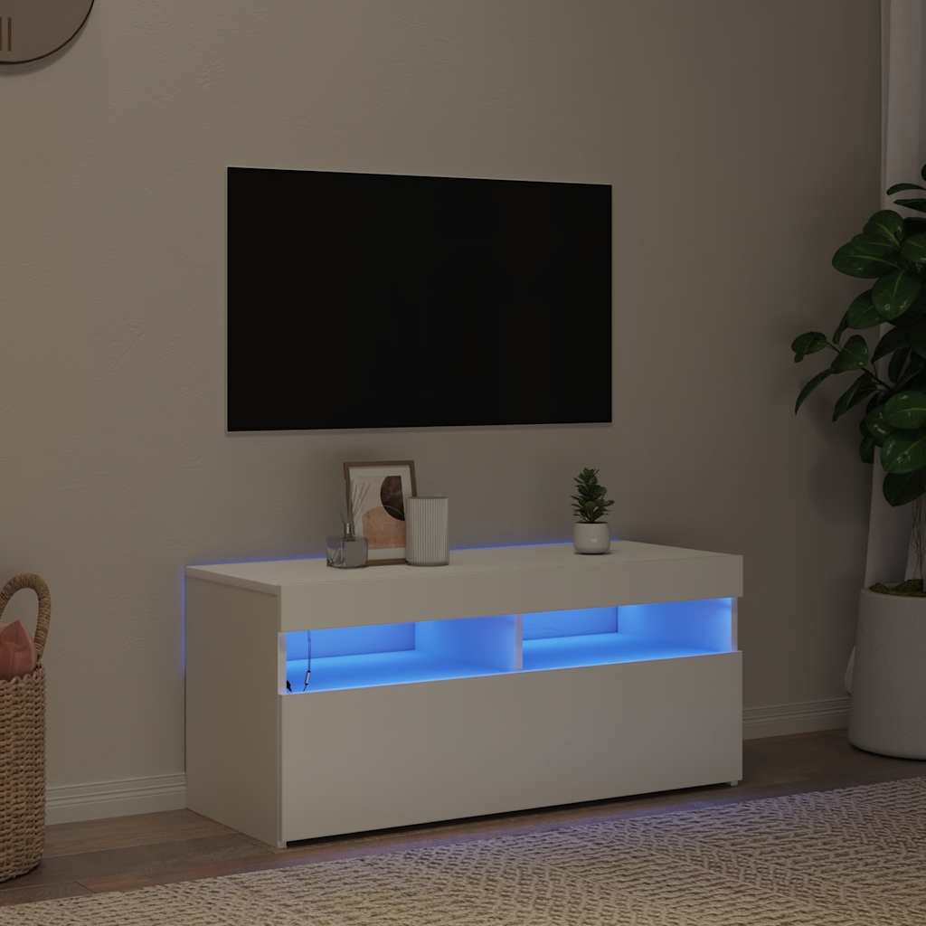 Έπιπλο Τηλεόρασης με LED Λευκό 90 x 35 x 40 εκ. - Pakobazaar