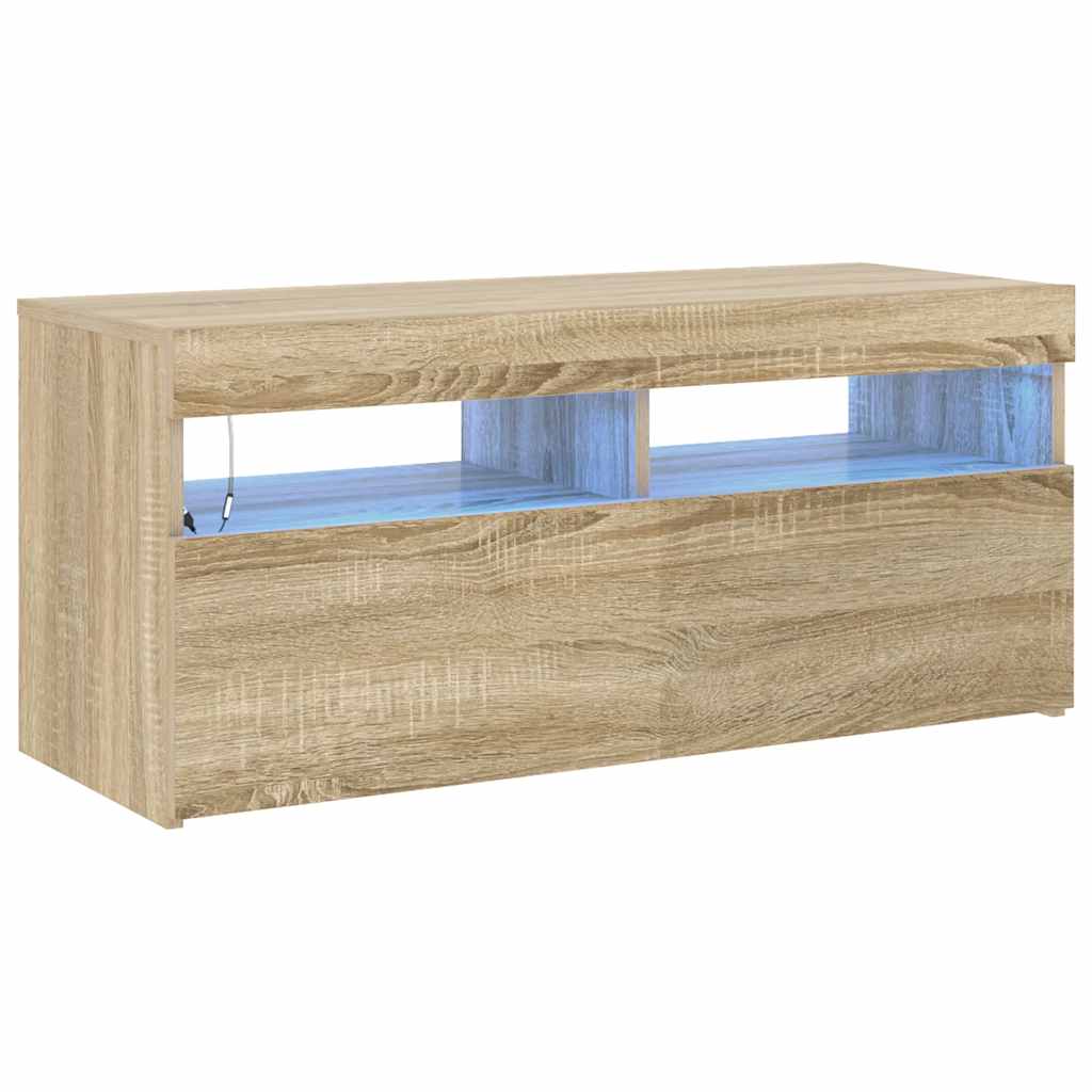 Έπιπλο Τηλεόρασης με LED Sonoma Δρυς 90x35x40 εκ. - Pakobazaar