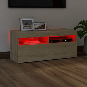 Έπιπλο Τηλεόρασης με LED Sonoma Δρυς 90x35x40 εκ. - Pakobazaar