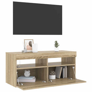 Έπιπλο Τηλεόρασης με LED Sonoma Δρυς 90x35x40 εκ. - Pakobazaar