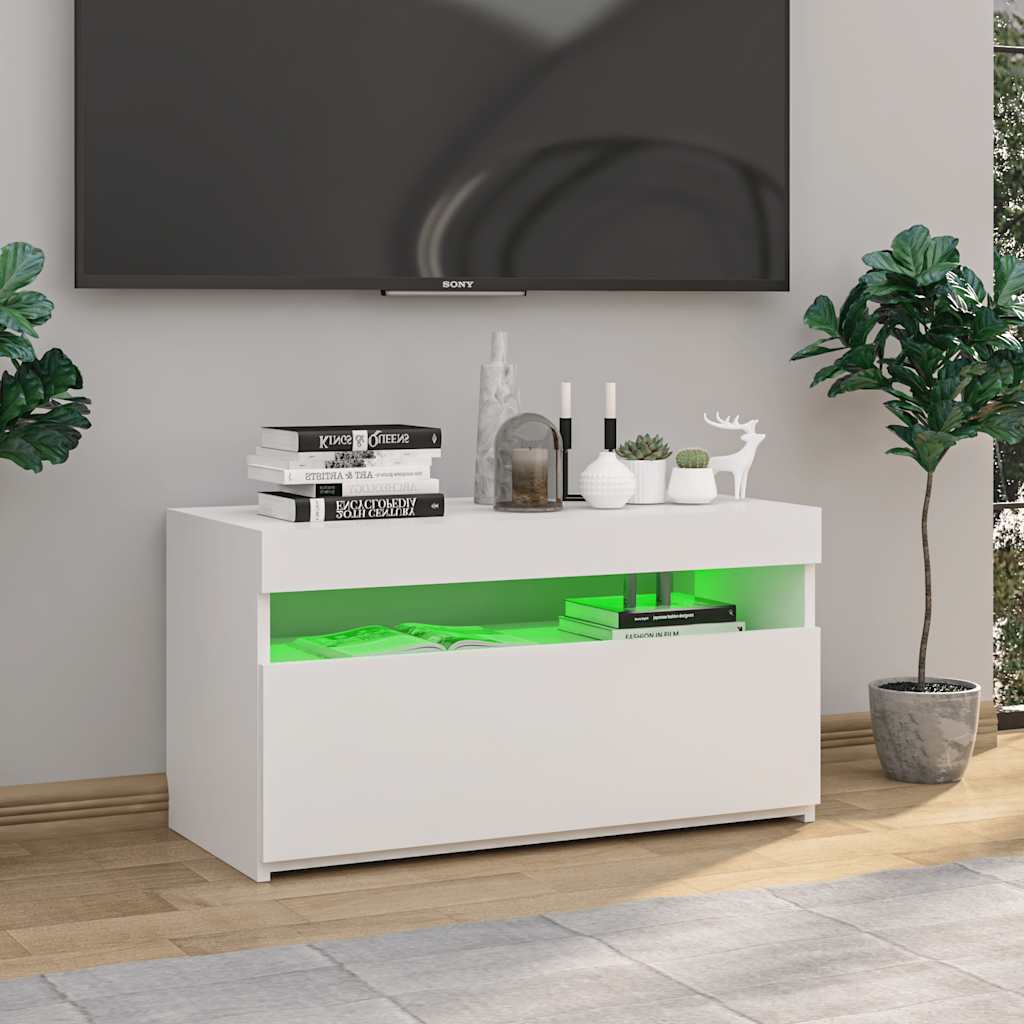 Έπιπλο Τηλεόρασης με LED Λευκό 75 x 35 x 40 εκ. - Pakobazaar