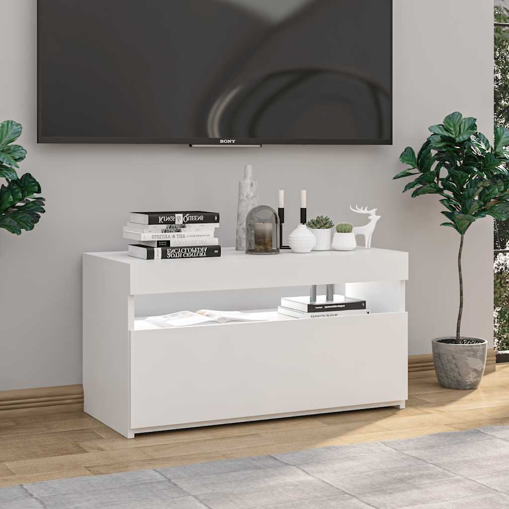 Έπιπλο Τηλεόρασης με LED Λευκό 75 x 35 x 40 εκ. - Pakobazaar
