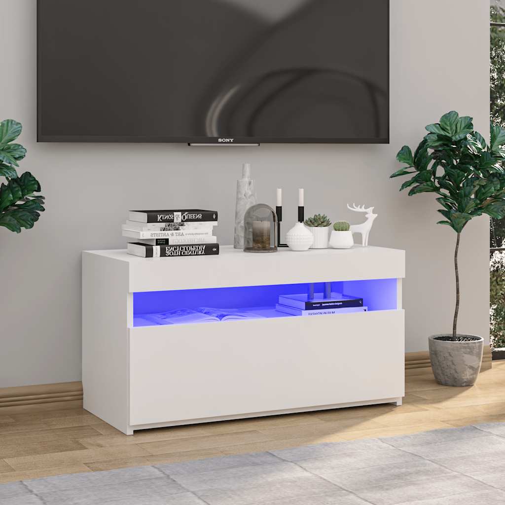 Έπιπλο Τηλεόρασης με LED Λευκό 75 x 35 x 40 εκ. - Pakobazaar