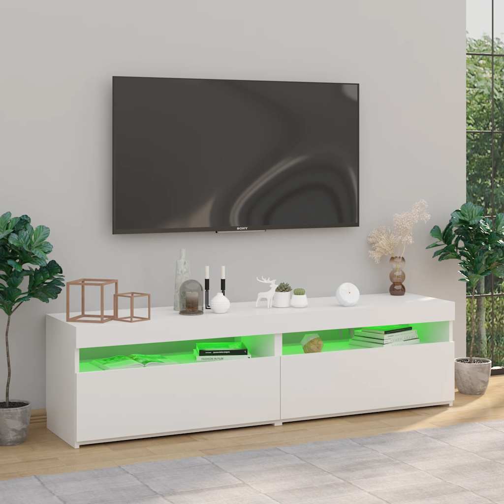 Έπιπλα Τηλεόρασης με LED 2 τεμ. Λευκό 75 x 35 x 40 εκ. - Pakobazaar