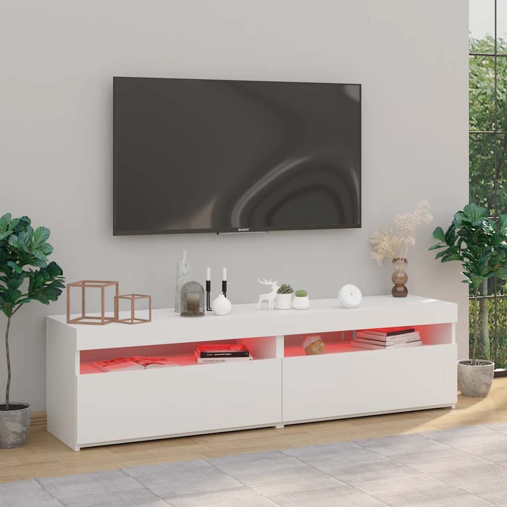 Έπιπλα Τηλεόρασης με LED 2 τεμ. Λευκό 75 x 35 x 40 εκ. - Pakobazaar