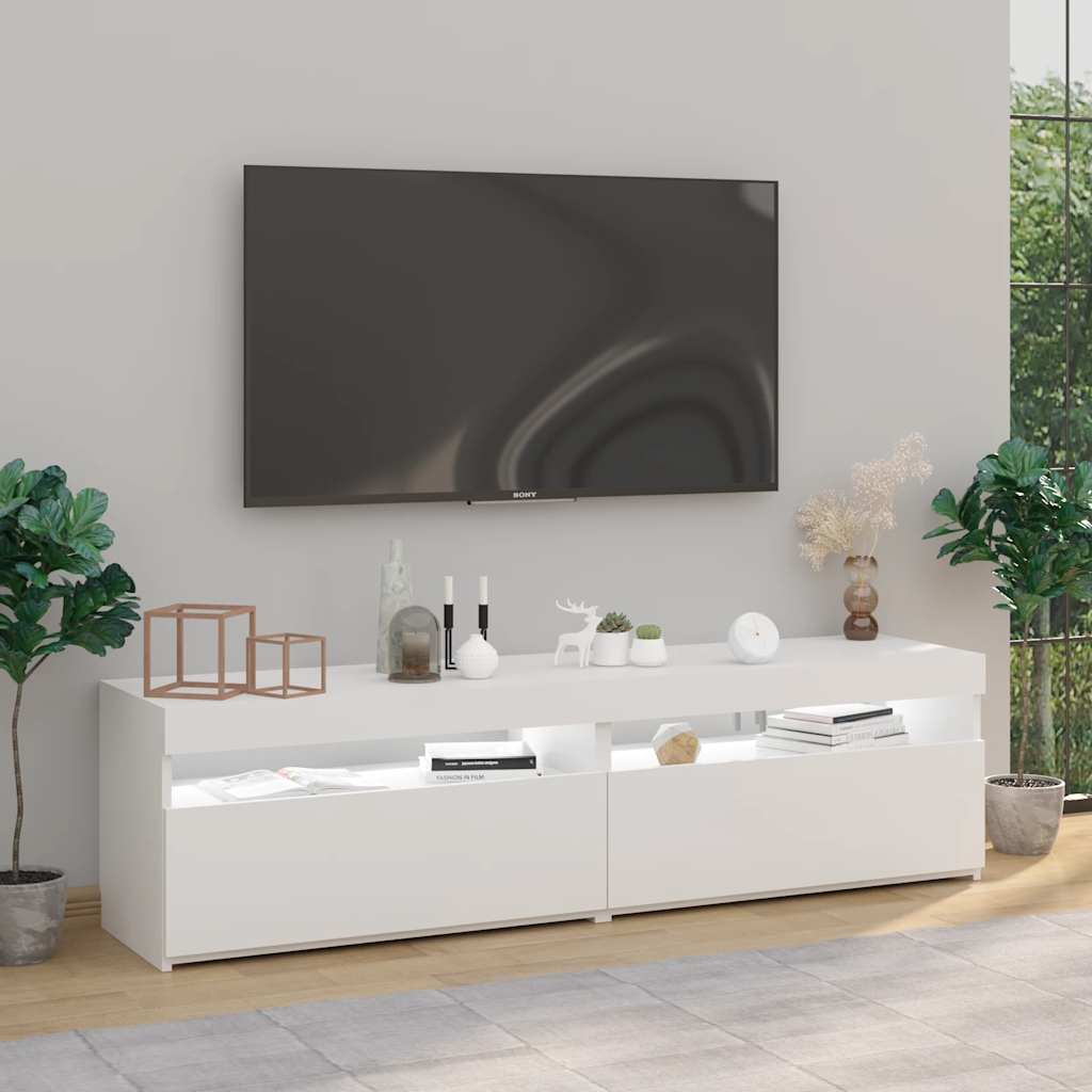 Έπιπλα Τηλεόρασης με LED 2 τεμ. Λευκό 75 x 35 x 40 εκ. - Pakobazaar