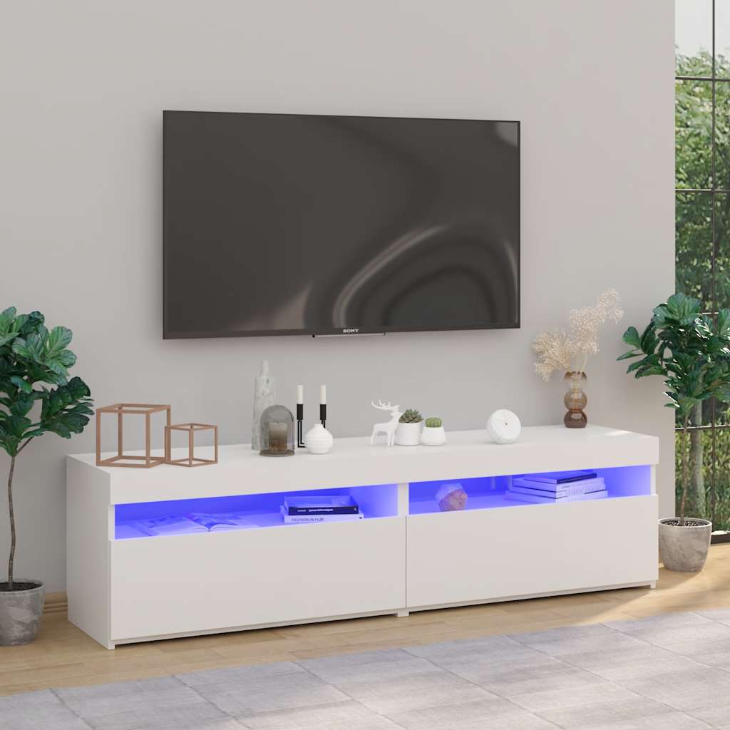 Έπιπλα Τηλεόρασης με LED 2 τεμ. Λευκό 75 x 35 x 40 εκ. - Pakobazaar
