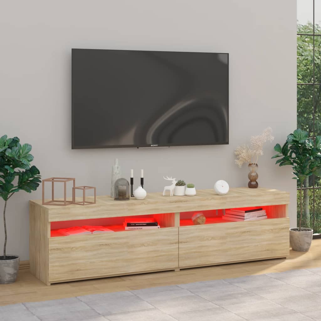 Έπιπλο Τηλεόρασης με LED 2 τεμ. Sonoma Δρυς 75 x 35 x 40 εκ. - Pakobazaar