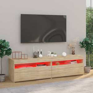 Έπιπλο Τηλεόρασης με LED 2 τεμ. Sonoma Δρυς 75 x 35 x 40 εκ. - Pakobazaar