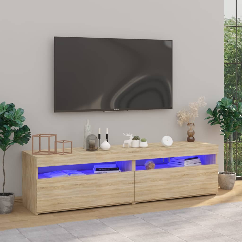 Έπιπλο Τηλεόρασης με LED 2 τεμ. Sonoma Δρυς 75 x 35 x 40 εκ. - Pakobazaar