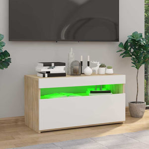 Έπιπλο Τηλεόρασης με LED Λευκό/Sonoma Δρυς 75 x 35 x 40 εκ.