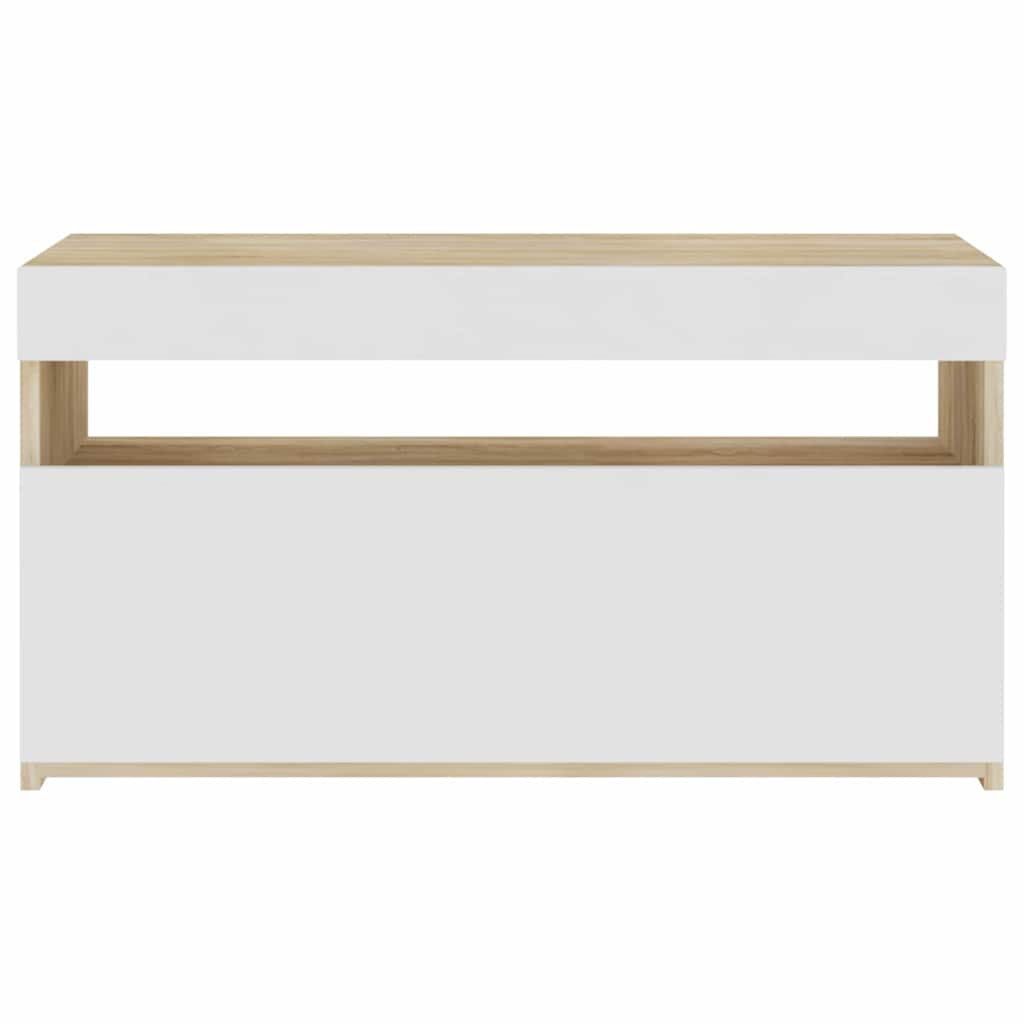 Έπιπλο Τηλεόρασης με LED Λευκό/Sonoma Δρυς 75 x 35 x 40 εκ.