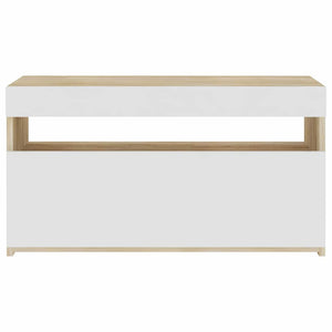 Έπιπλο Τηλεόρασης με LED Λευκό/Sonoma Δρυς 75 x 35 x 40 εκ.