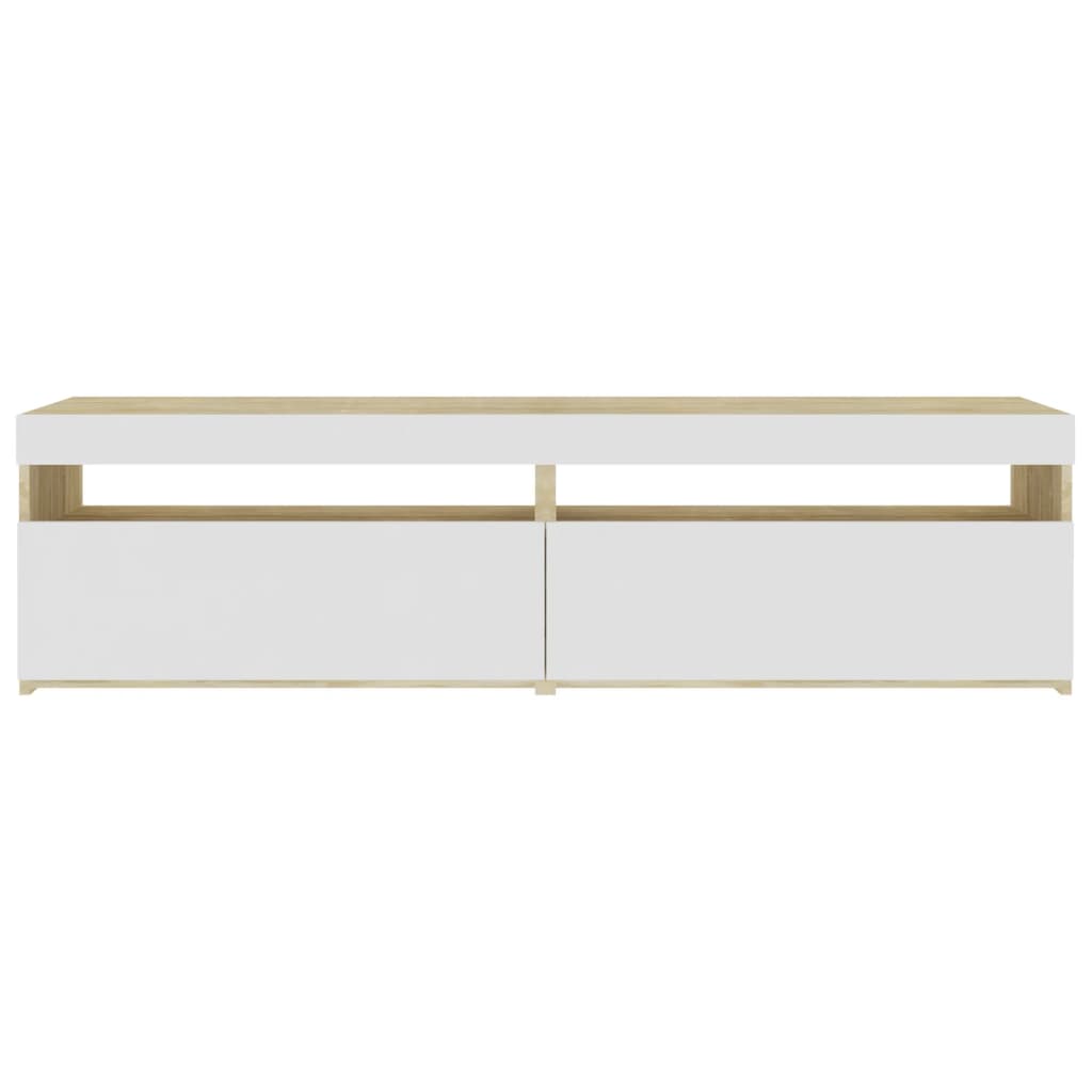 Έπιπλο Τηλεόρασης με LED 2 τεμ. Λευκά/Sonoma Δρυς 75x35x40 εκ.