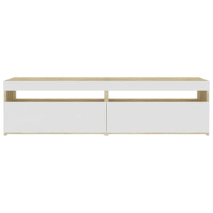 Έπιπλο Τηλεόρασης με LED 2 τεμ. Λευκά/Sonoma Δρυς 75x35x40 εκ.