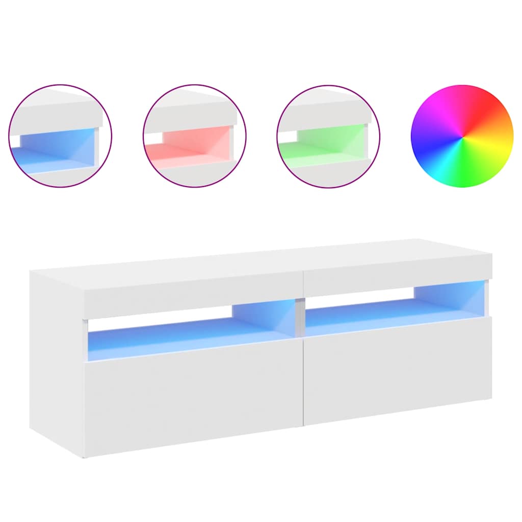Έπιπλα Τηλεόρασης με LED 2 τεμ. Λευκά 60 x 35 x 40 εκ. - Pakobazaar