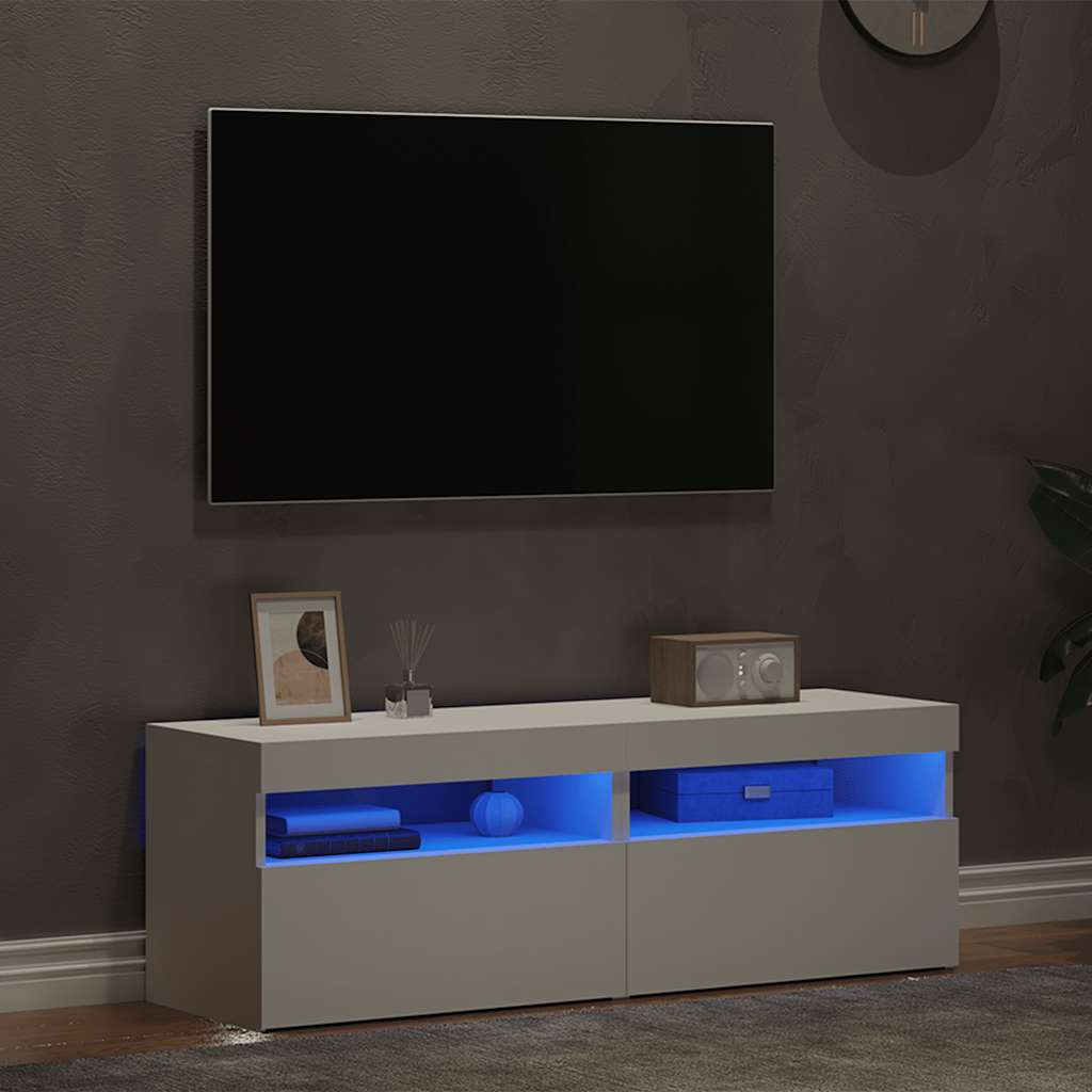 Έπιπλα Τηλεόρασης με LED 2 τεμ. Λευκά 60 x 35 x 40 εκ. - Pakobazaar