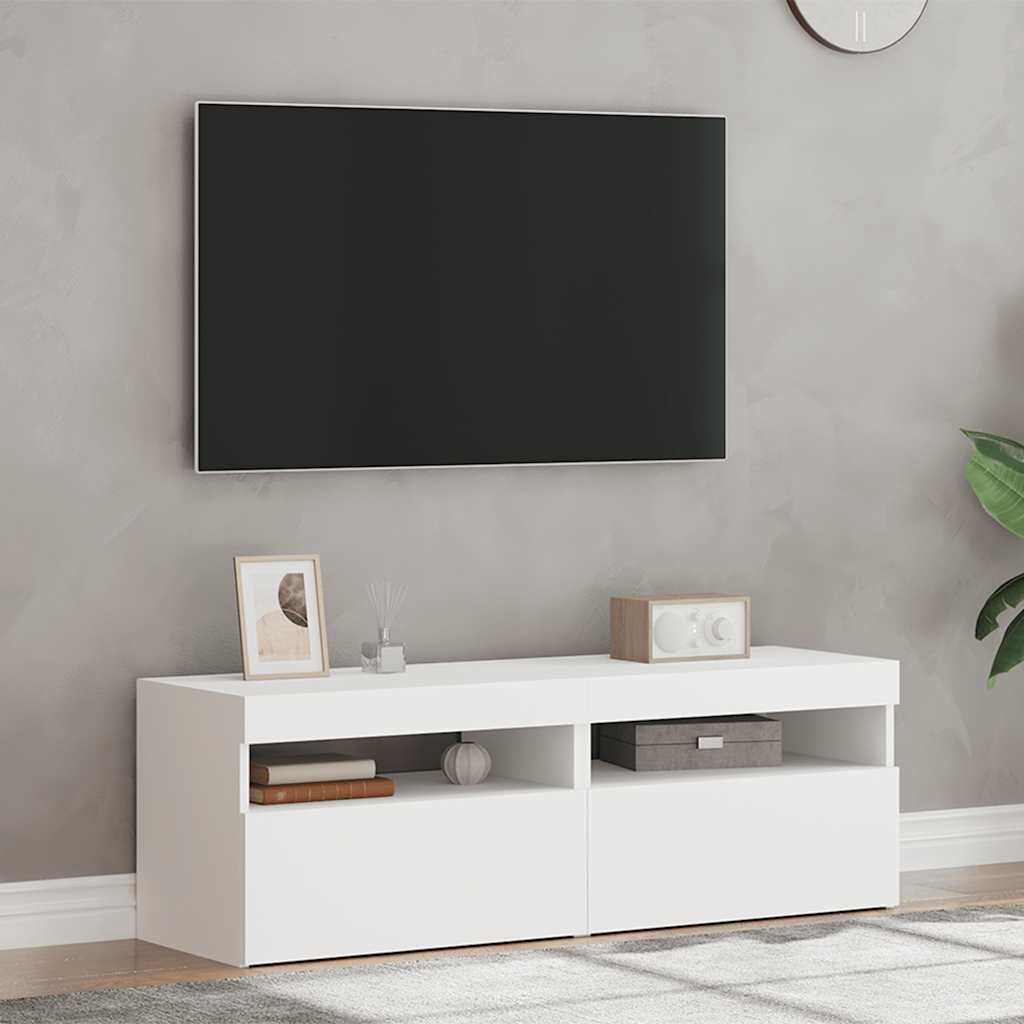 Έπιπλα Τηλεόρασης με LED 2 τεμ. Λευκά 60 x 35 x 40 εκ. - Pakobazaar