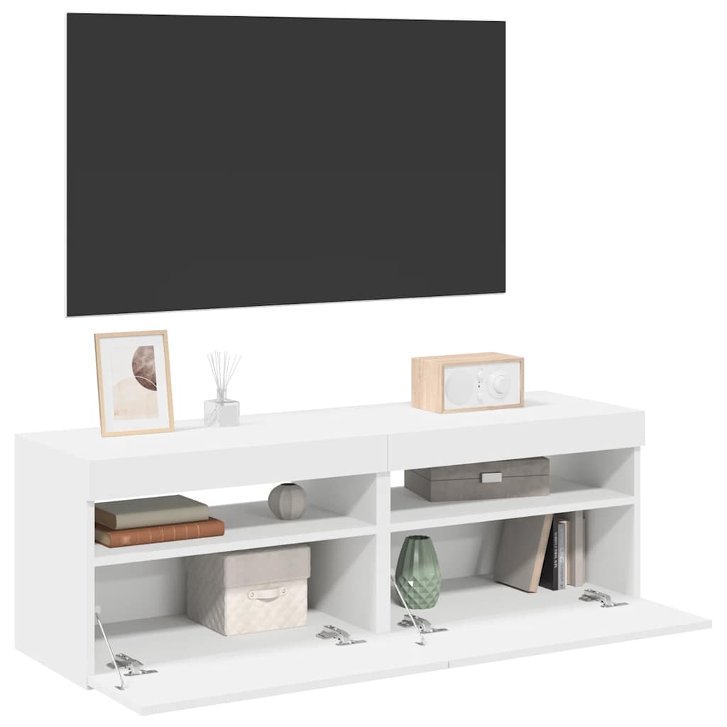Έπιπλα Τηλεόρασης με LED 2 τεμ. Λευκά 60 x 35 x 40 εκ. - Pakobazaar