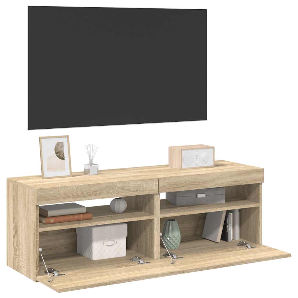 Έπιπλα Τηλεόρασης με LED 2 τεμ. Sonoma Δρυς 60 x 35 x 40 εκ. - Pakobazaar