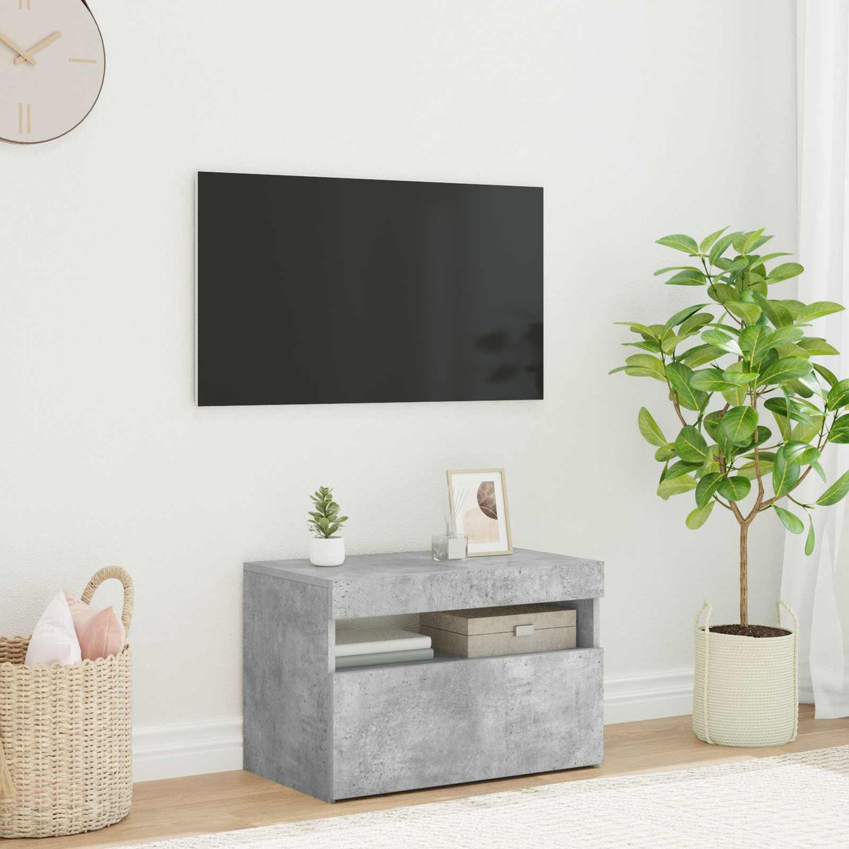 Έπιπλο Τηλεόρασης με LED Γκρι Σκυροδέματος 60 x 35 x 40 εκ.