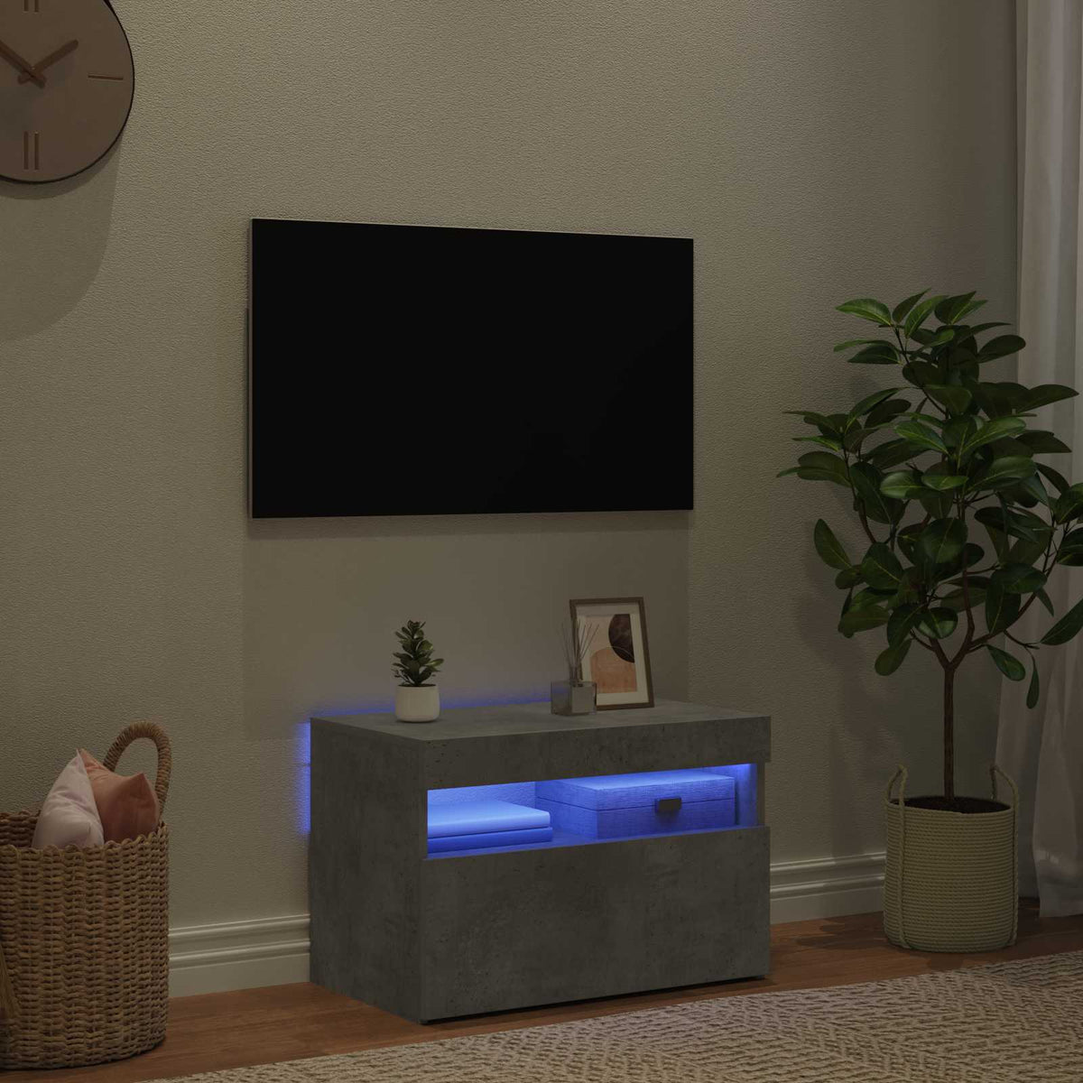 Έπιπλο Τηλεόρασης με LED Γκρι Σκυροδέματος 60 x 35 x 40 εκ.
