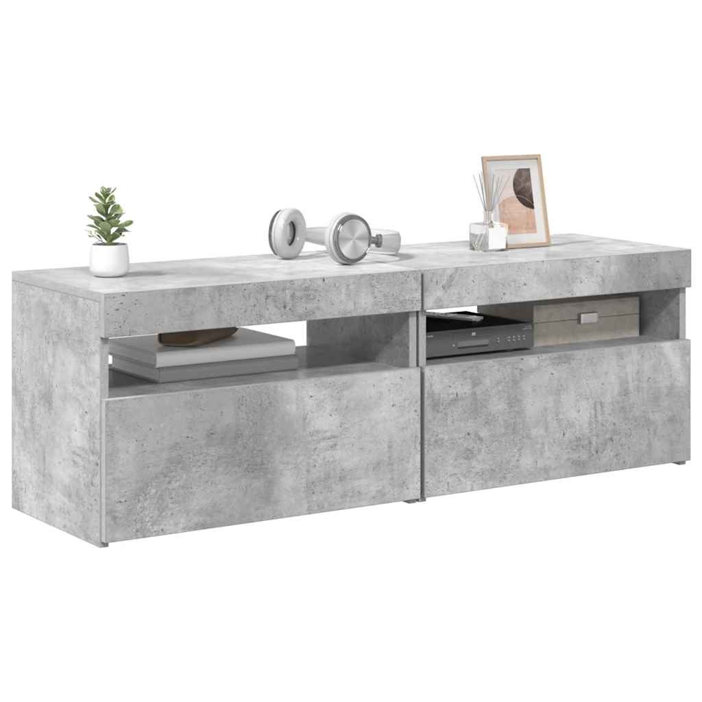 Έπιπλα Τηλεόρασης με LED 2 τεμ. Γκρι Σκυροδέματος 60x35x40 εκ. - Pakobazaar