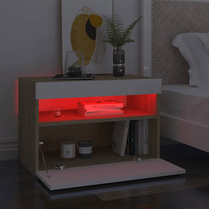 Έπιπλο Τηλεόρασης με LED Λευκό & Sonoma Δρυς 60 x 35 x 40 εκ.